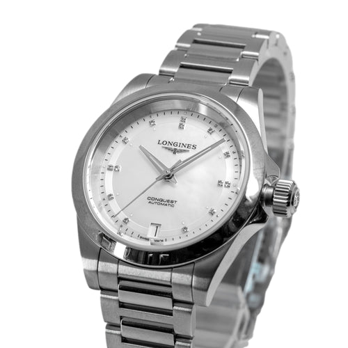 Longines Donna L3.430.4.87.6 Conquest 34mm Diamanti Auto